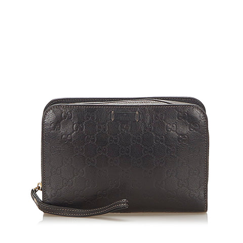 グッチ シマ 201755 ブラウン レザー クラッチバッグ メンズ GUCCI 中古