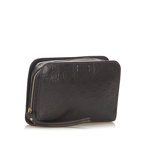 グッチ シマ 201755 ブラウン レザー クラッチバッグ メンズ GUCCI 中古