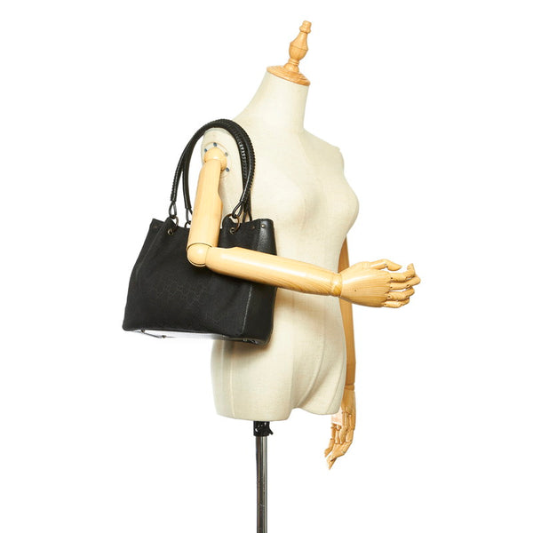グッチ GGキャンバス トートバッグ　115007 115007 ブラック キャンバス ハンドバッグ レディース GUCCI 中古