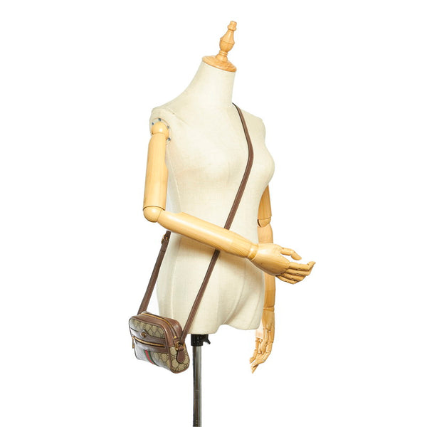 グッチ オフィディア　 シェリーライン 517350 ベージュ ブラウン PVC レザー ショルダーバッグ レディース GUCCI 中古