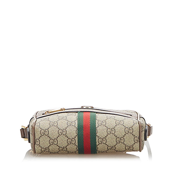 グッチ オフィディア　 シェリーライン 517350 ベージュ ブラウン PVC レザー ショルダーバッグ レディース GUCCI 中古