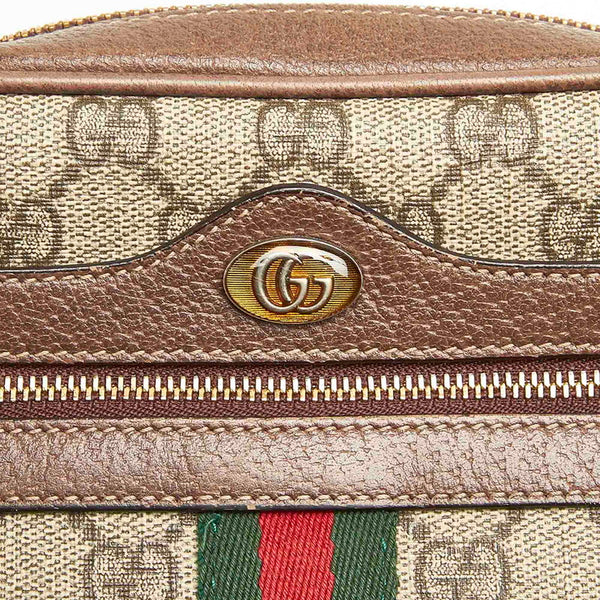 グッチ オフィディア　 シェリーライン 517350 ベージュ ブラウン PVC レザー ショルダーバッグ レディース GUCCI 中古