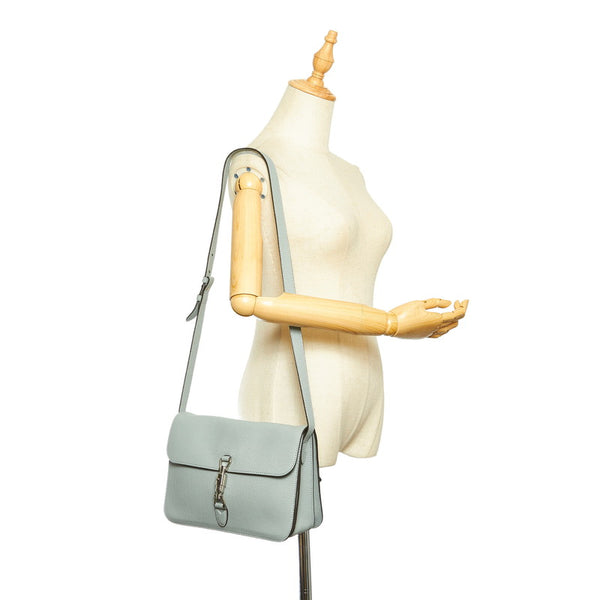 グッチ ニュージャッキー 362971 グレー レザー 肩掛け ショルダーバッグ レディース GUCCI 中古