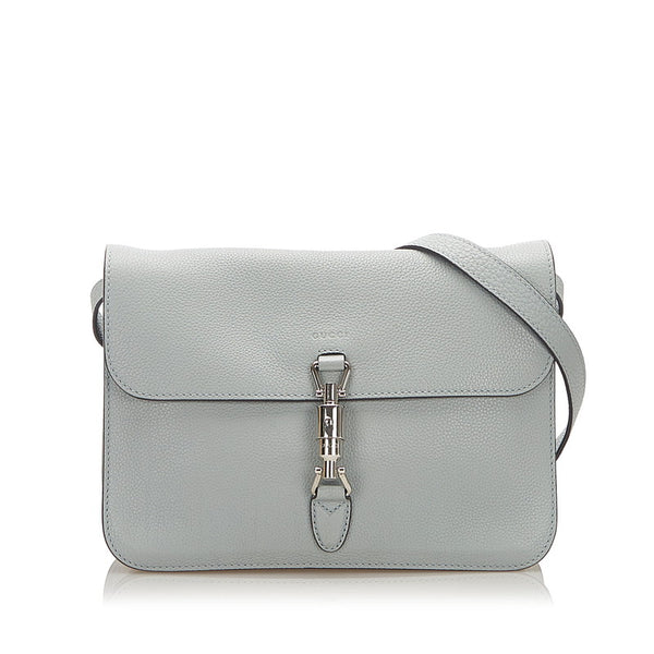 グッチ ニュージャッキー 362971 グレー レザー 肩掛け ショルダーバッグ レディース GUCCI 中古