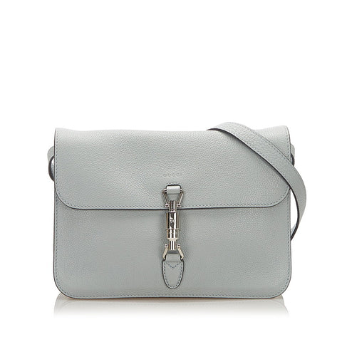 グッチ ニュージャッキー 362971 グレー レザー 肩掛け ショルダーバッグ レディース GUCCI 中古