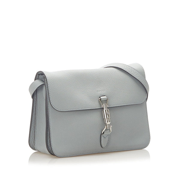 グッチ ニュージャッキー 362971 グレー レザー 肩掛け ショルダーバッグ レディース GUCCI 中古