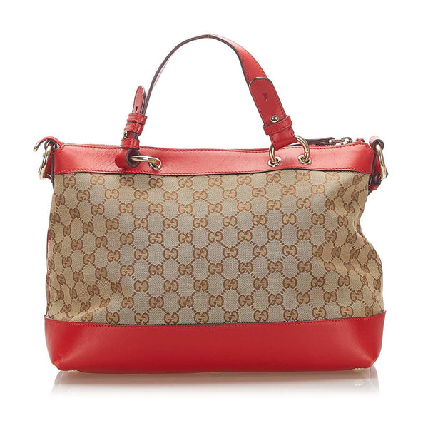 グッチ GGキャンバス ハート 309122 ベージュ レッド キャンバス レザー ショルダーバッグ レディース GUCCI 中古