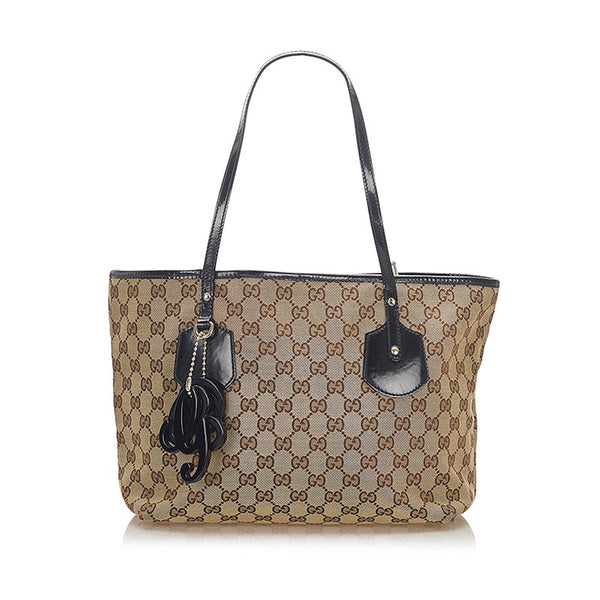 グッチ GGキャンバス 211976 ブラウン キャンバス パテントレザー トートバッグ レディース GUCCI 中古