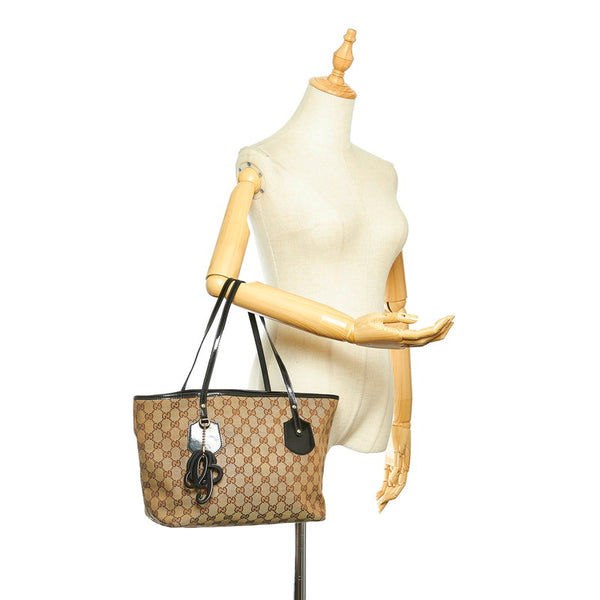 グッチ GGキャンバス 211976 ブラウン キャンバス パテントレザー トートバッグ レディース GUCCI 中古