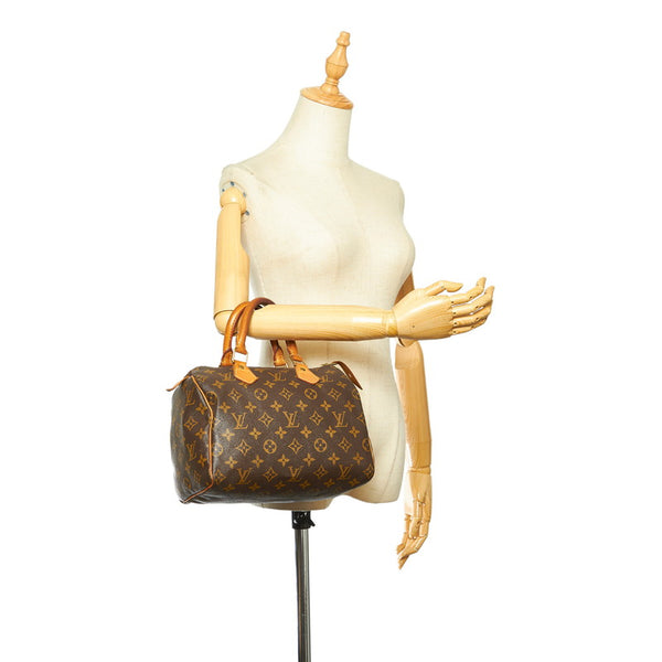 ルイ ヴィトン モノグラム スピーディ25　 M41109 ブラウン PVC レザー ハンドバッグ レディース LOUIS VUITTON 中古