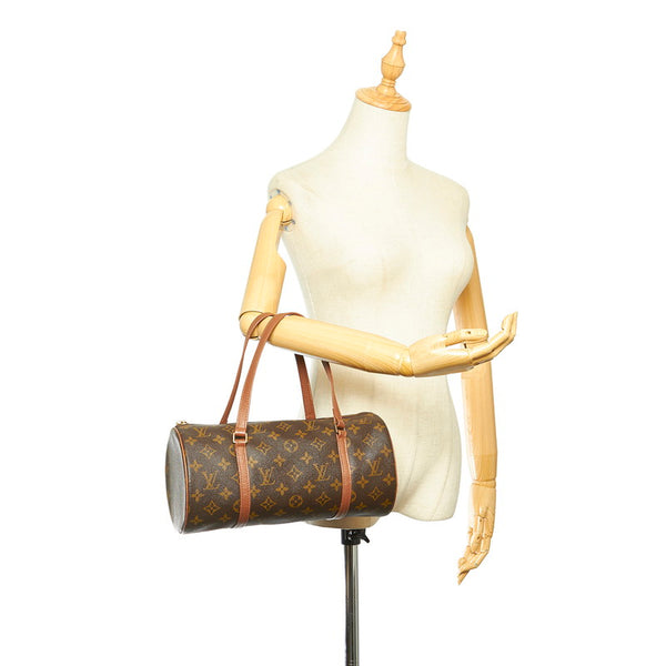 ルイ ヴィトン モノグラム パピヨン30 旧型 M51365 ブラウン PVC レザー ハンドバッグ レディース LOUIS VUITTON 中古