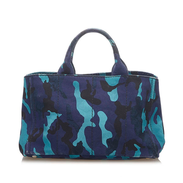 プラダ カナパ カモフラージュ B2642B ブルー グリーン キャンバス ハンドバッグ レディース PRADA 中古