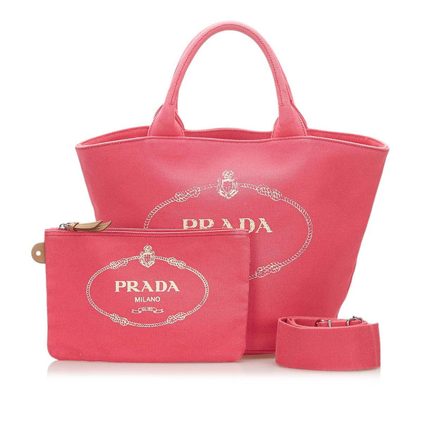 プラダ カナパ ピンク キャンバス ハンドバッグ レディース PRADA 中古