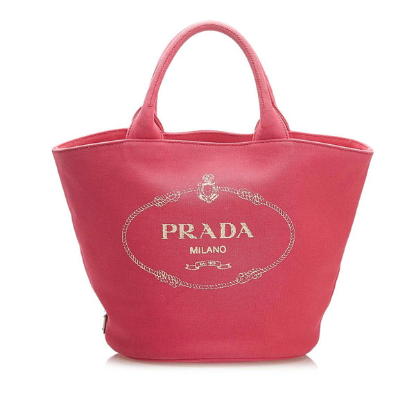 プラダ カナパ ピンク キャンバス ハンドバッグ レディース PRADA 中古
