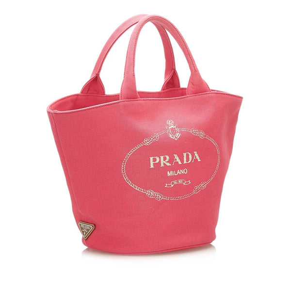 プラダ カナパ ピンク キャンバス ハンドバッグ レディース PRADA 中古
