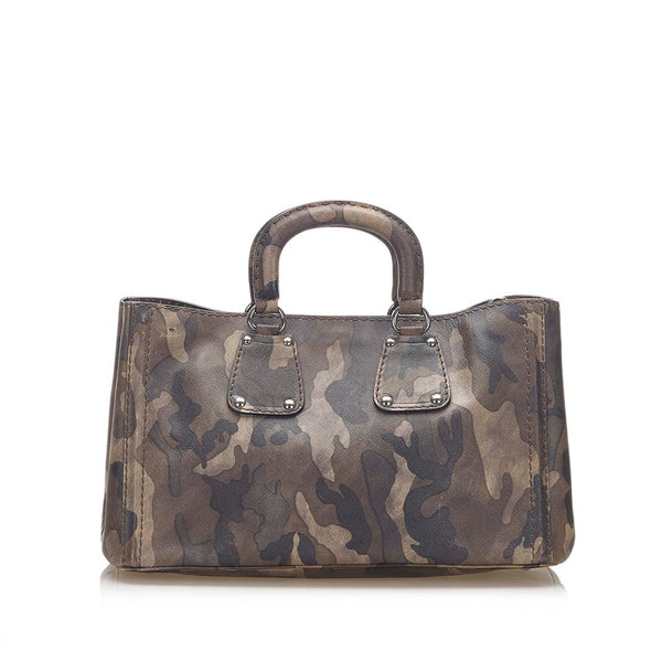 プラダ カモフラージュ カーキ PVC レザー ハンドバッグ レディース PRADA 中古