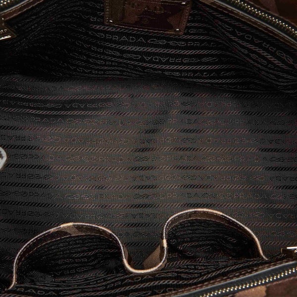 プラダ カモフラージュ カーキ PVC レザー ハンドバッグ レディース PRADA 中古