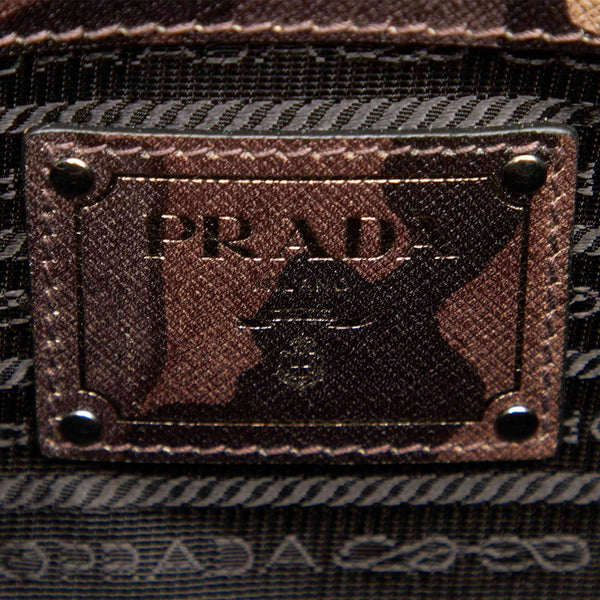 プラダ カモフラージュ カーキ PVC レザー ハンドバッグ レディース PRADA 中古