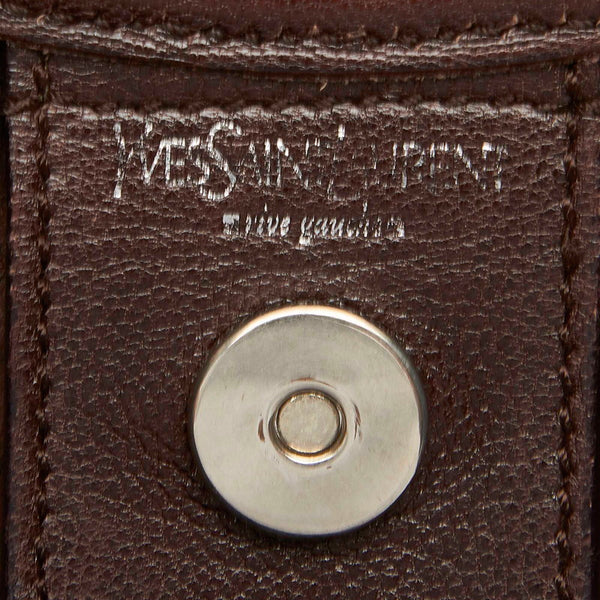 イヴ サンローラン ブラウン レザー トートバッグ レディース YVES SAINT LAURENT 中古