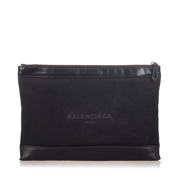バレンシアガ BC373840AQ3BN ブラック キャンバス レザー クラッチバッグ レディース BALENCIAGA 【中古】
