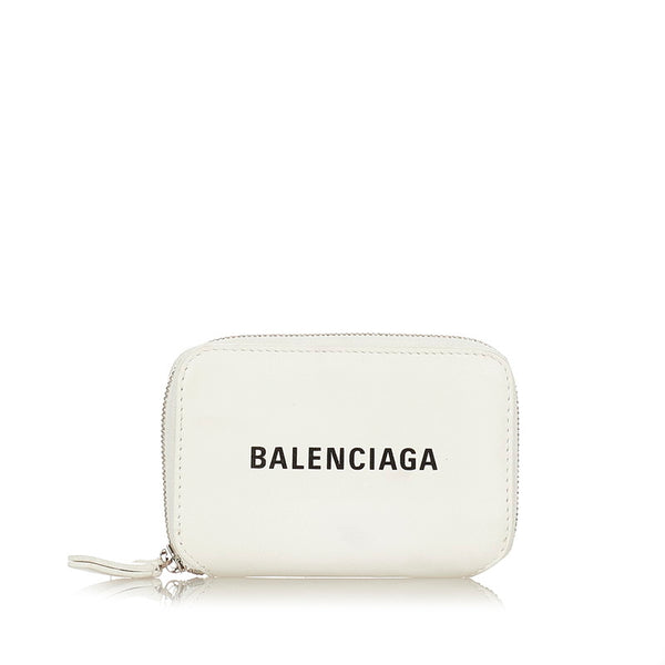 バレンシアガ 580077 ホワイト ブラック レザー コインケース レディース BALENCIAGA 【中古】