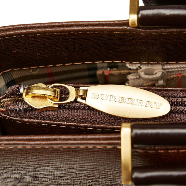 バーバリー ブラウン レザー ショルダーバッグ トートバッグ レディース BURBERRY 【中古】