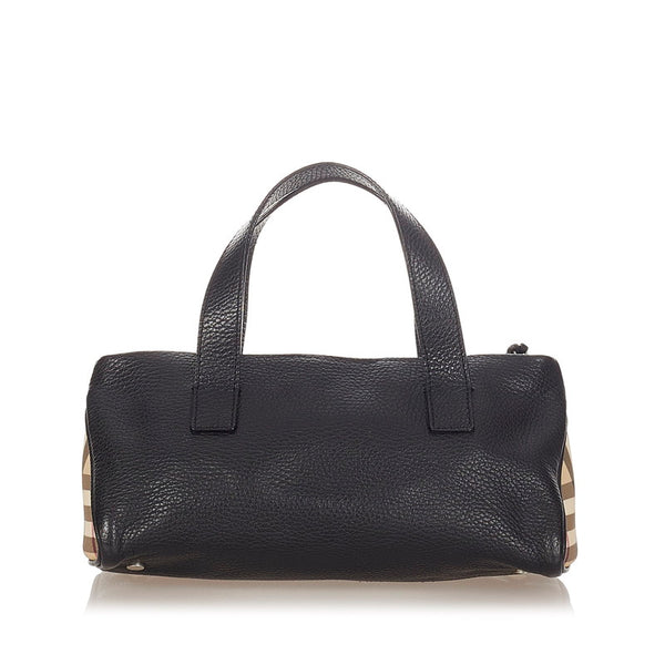 バーバリー 牙　チャーム ブラック レザー PVC ハンドバッグ レディース BURBERRY 【中古】