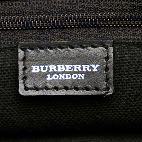 バーバリー 牙　チャーム ブラック レザー PVC ハンドバッグ レディース BURBERRY 【中古】