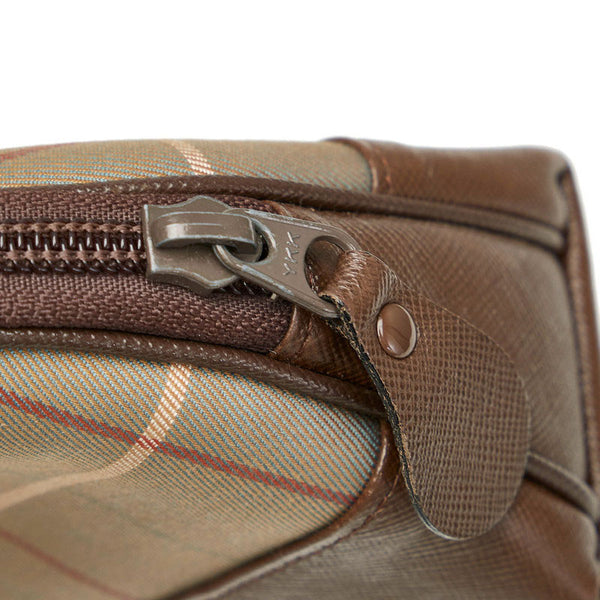 バーバリー カーキ ブラウン キャンバス レザー ポーチ レディース BURBERRY 【中古】