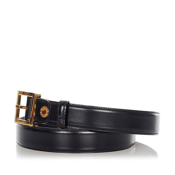 ブルガリ ベルト ブラック ゴールド レザー メンズ BVLGARI 【中古】