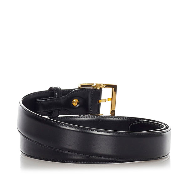 ブルガリ ベルト ブラック ゴールド レザー メンズ BVLGARI 【中古】