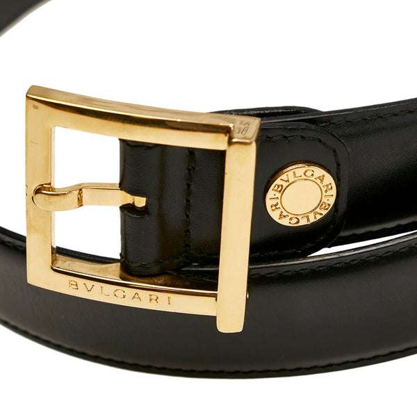 ブルガリ ベルト ブラック ゴールド レザー メンズ BVLGARI 【中古】