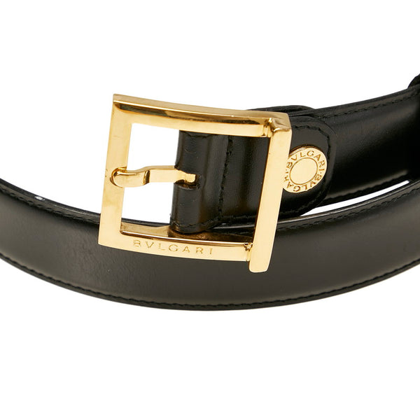 ブルガリ ベルト ブラック ゴールド レザー メンズ BVLGARI 【中古】