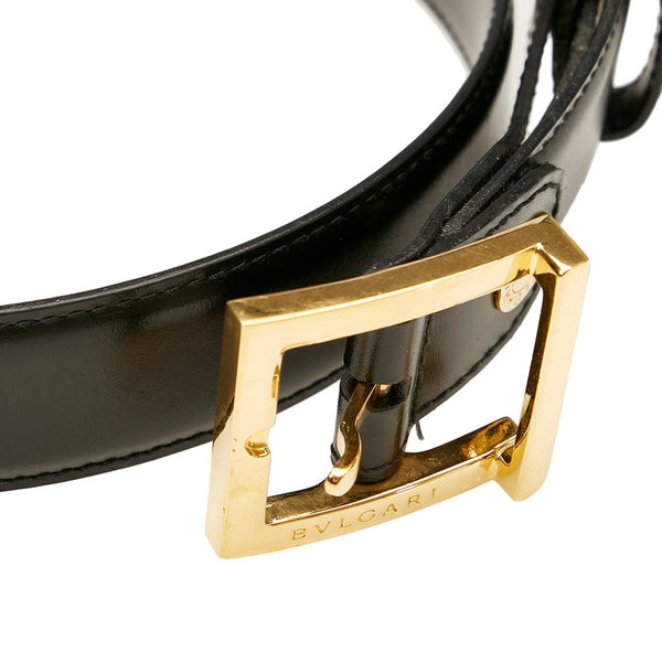 ブルガリ ベルト ブラック ゴールド レザー メンズ BVLGARI 【中古】