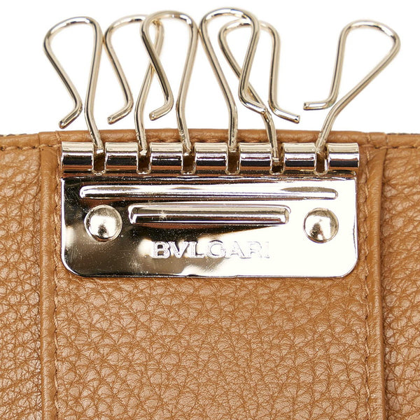 ブルガリ マキシロゴ ６連 ベージュ キャンバス キーケース レディース BVLGARI 【中古】