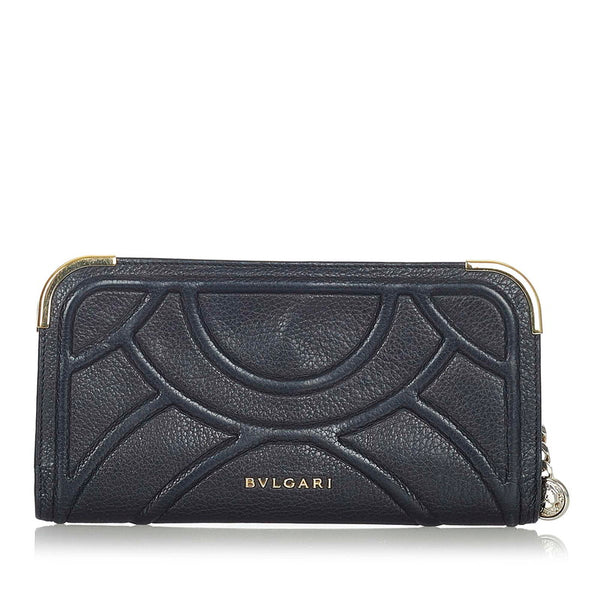 ブルガリ ブラック ゴールド レザー 長財布 メンズ BVLGARI 【中古】