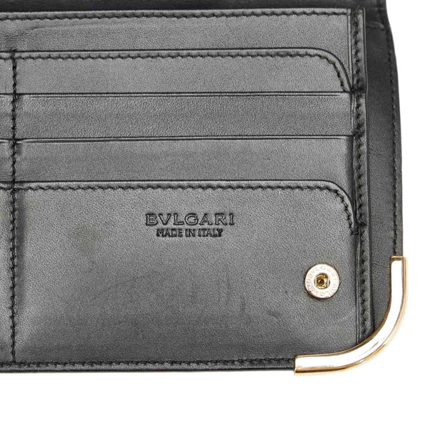 ブルガリ ブラック ゴールド レザー 長財布 メンズ BVLGARI 【中古】