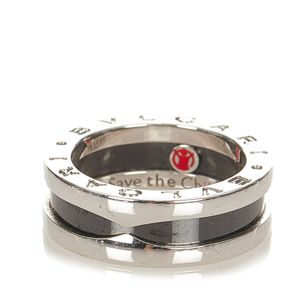 ブルガリ SV925 シルバー セラミック セーブザチルドレン　 リング 指輪 レディース BVLGARI 7号 【中古】