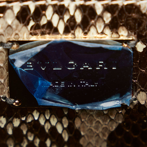 ブルガリ グレー　ピンクゴールド レザー チェーン ショルダーバッグ レディース BVLGARI 【中古】