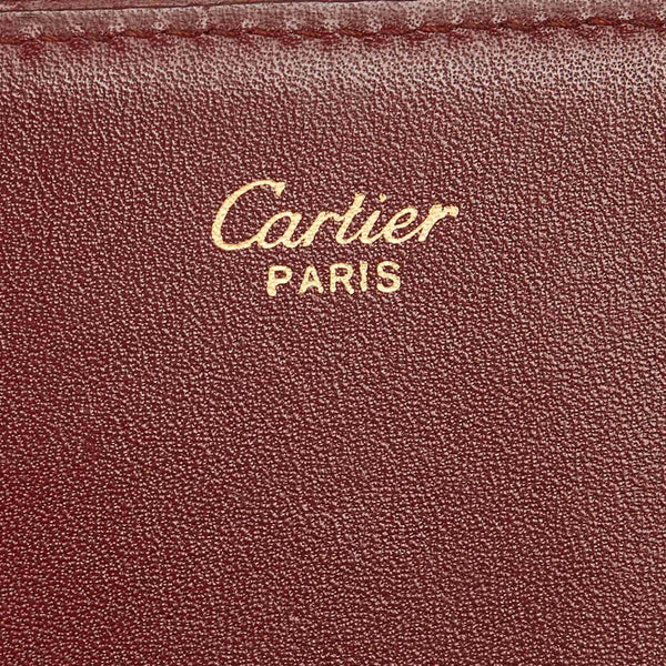 カルティエ マストライン ワインレッド　ゴールド レザー クラッチバッグ レディース CARTIER 【中古】