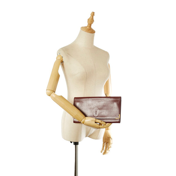 カルティエ マストライン ワインレッド　ゴールド レザー クラッチバッグ レディース CARTIER 【中古】