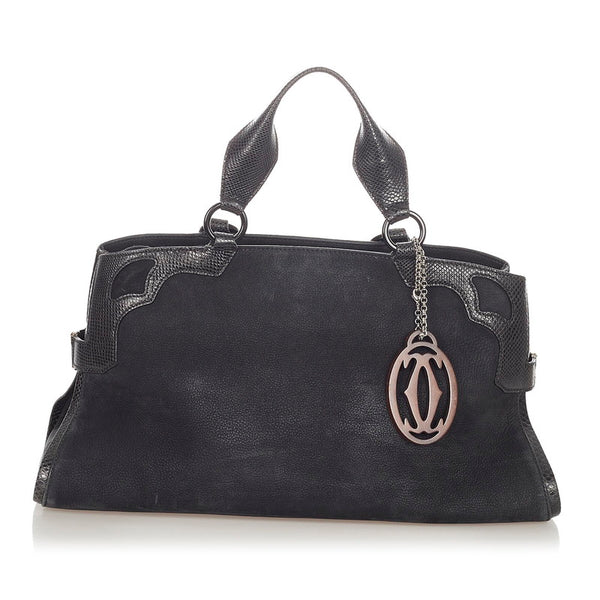 カルティエ マルチェロ ブラック レザー ハンドバッグ レディース CARTIER 【中古】