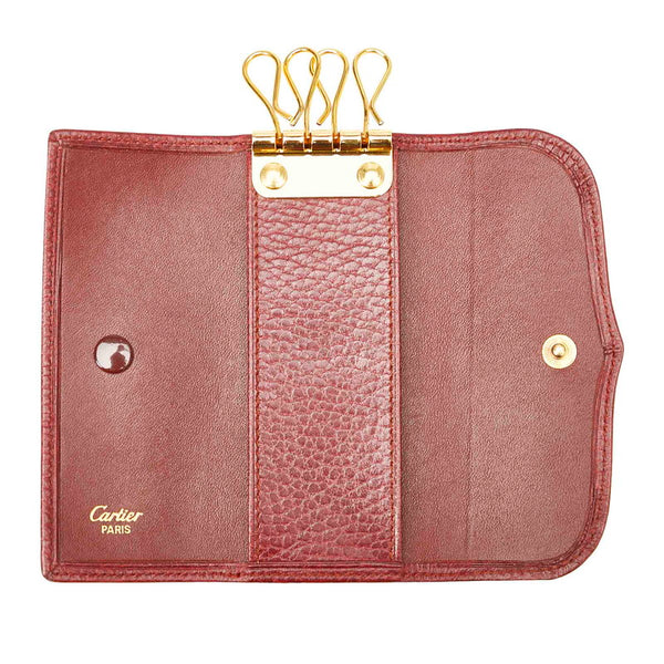 カルティエ マストライン ４連 ボルドー レザー キーケース レディース CARTIER 【中古】
