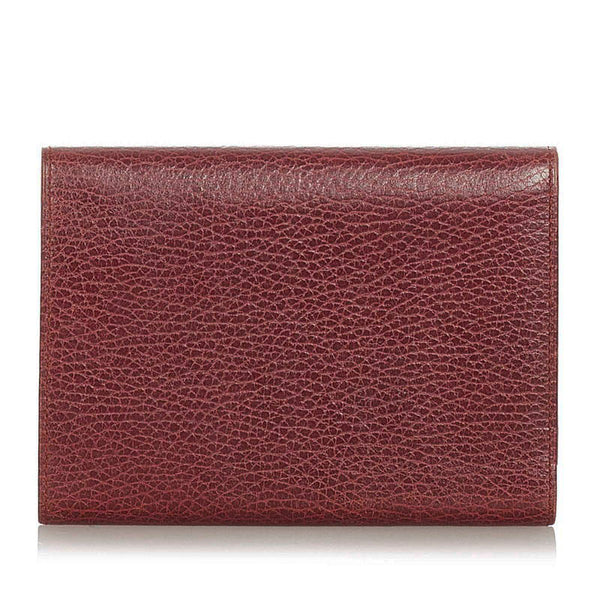 カルティエ がま口 ボルドー レザー 三つ折り財布 レディース CARTIER 【中古】