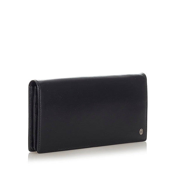 カルティエ パシャライン ブラック レザー 長財布 メンズ CARTIER 【中古】