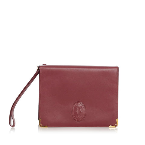 カルティエ マストライン ボルドー レザー セカンドバッグ レディース CARTIER 【中古】