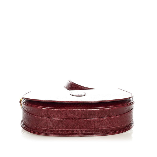 カルティエ マストライン ワインレッド レザー 肩掛け ショルダーバッグ レディース CARTIER 【中古】