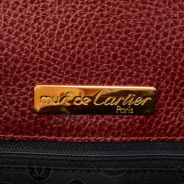 カルティエ マストライン ワインレッド レザー 肩掛け ショルダーバッグ レディース CARTIER 【中古】