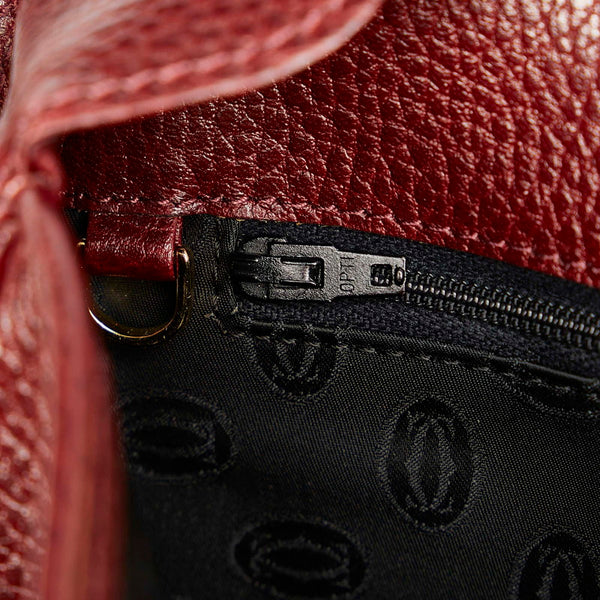 カルティエ マストライン ワインレッド レザー 肩掛け ショルダーバッグ レディース CARTIER 【中古】