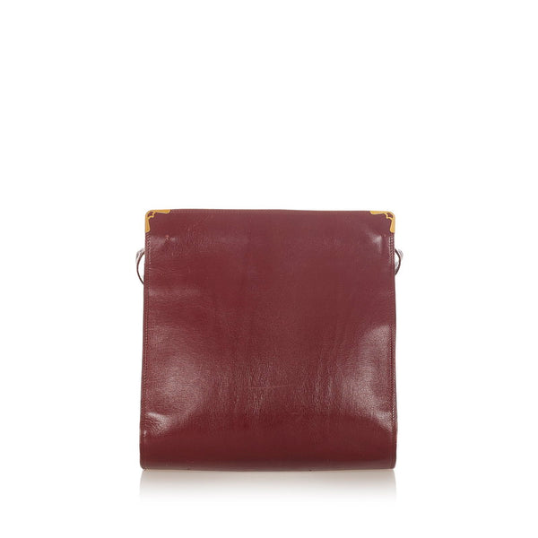 カルティエ マストライン ワインレッド レザー 肩掛け ショルダーバッグ レディース CARTIER 【中古】